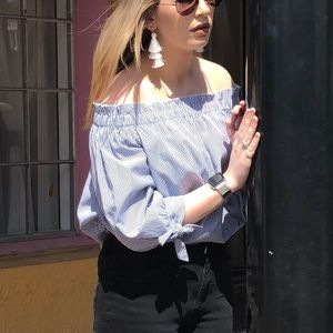 AE striped off the shoulder top